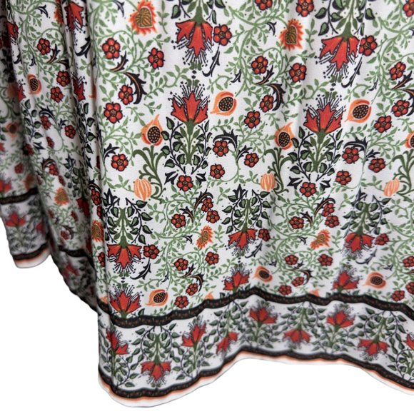 Max Studio White Flowy Floral Peplum Peasant Boho Crewneck Top Size Large - Picture 7 of 11